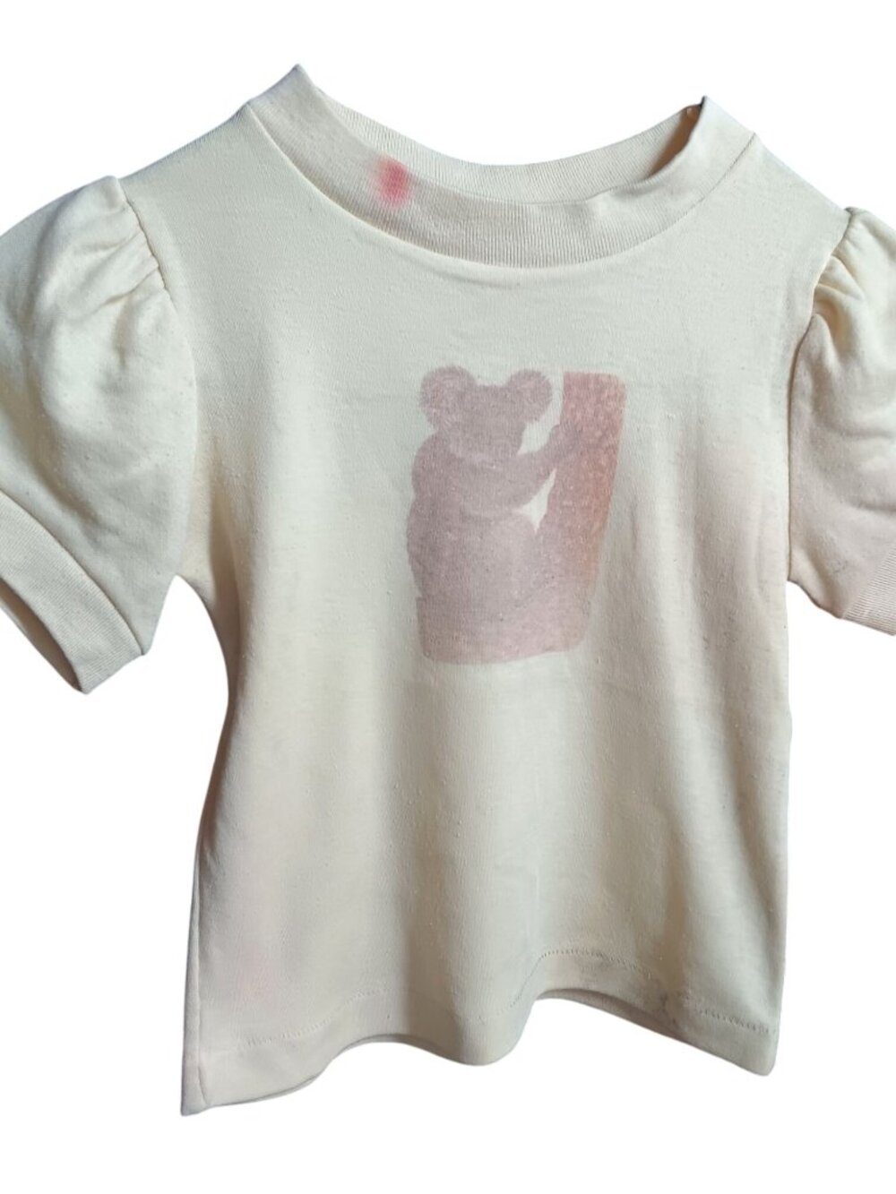 True Vintage Girls T-Shirt Medium (5-6) JC Penney Puff Sleeves Koala Print